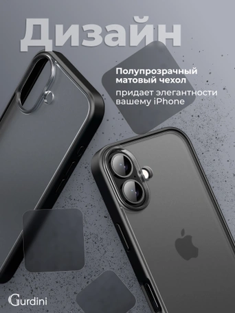 Чехол накладка iPhone 16 Plus 6.7" Gurdini Shockproof Case Black