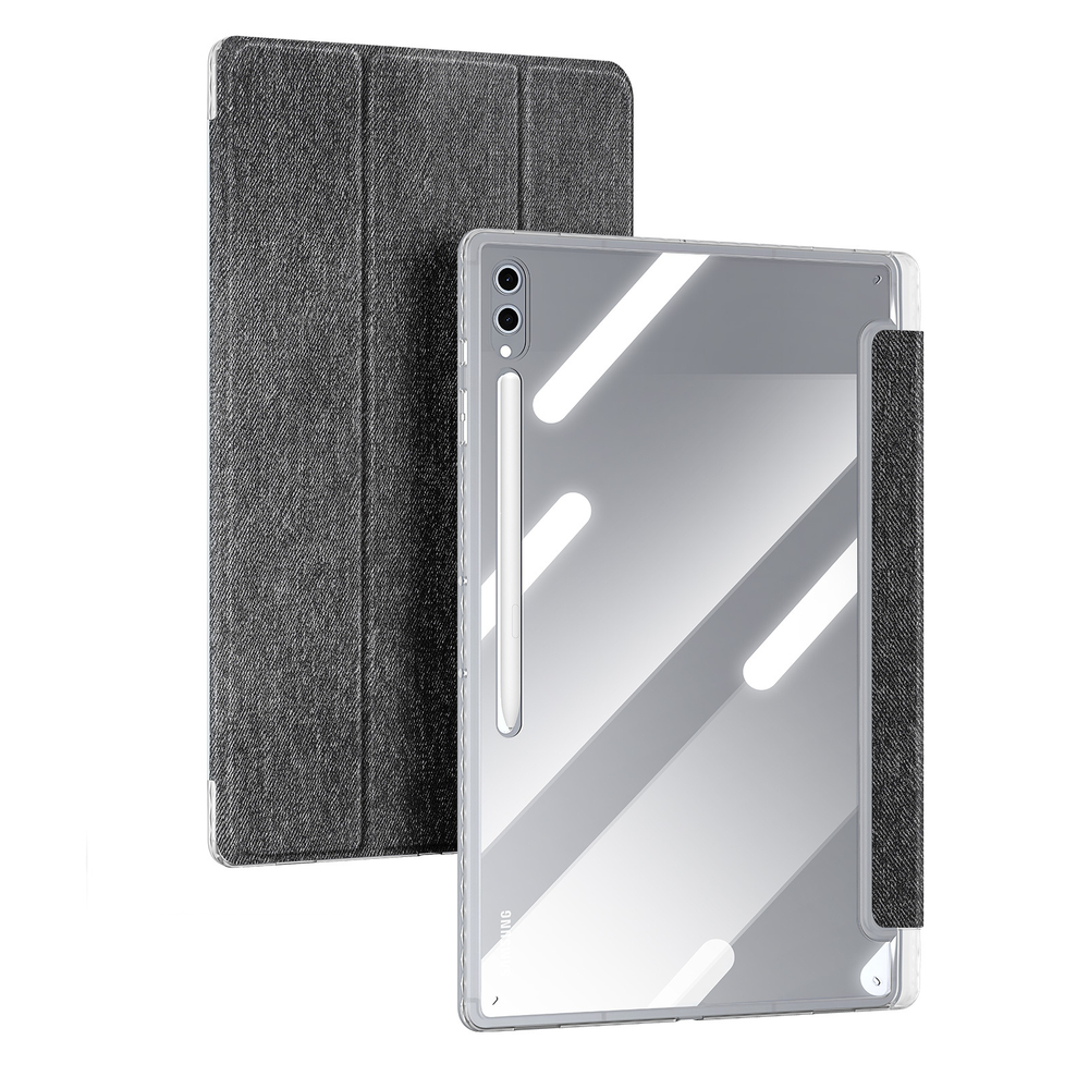 Чехол книжка черного цвета от Dux Ducis для Samsung Galaxy Tab S9 Ultra, Tab S10 Ultra и Tab S8 Ultra, серия Unid Series Case, с держателем стилуса и функцией автоматического перехода в спящий режим