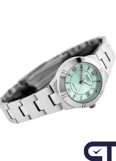 Casio LTP-1241D-3A — женские часы с зелёным циферблатом и датой