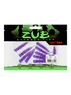 Приманка ZUB-KAZARA 50мм(2")-10шт, (цвет 610) фиолетовый с блестками