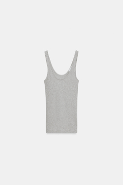 ZARA ТОП С БЛЕСТЯЩЕЙ НИТЬЮ, СЕРЫЙ МЕЛАНЖ