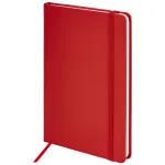 Записная книжка А5, 80л, обл. твёрдая, кожзам, резинка, клетка, Brauberg Basic красный