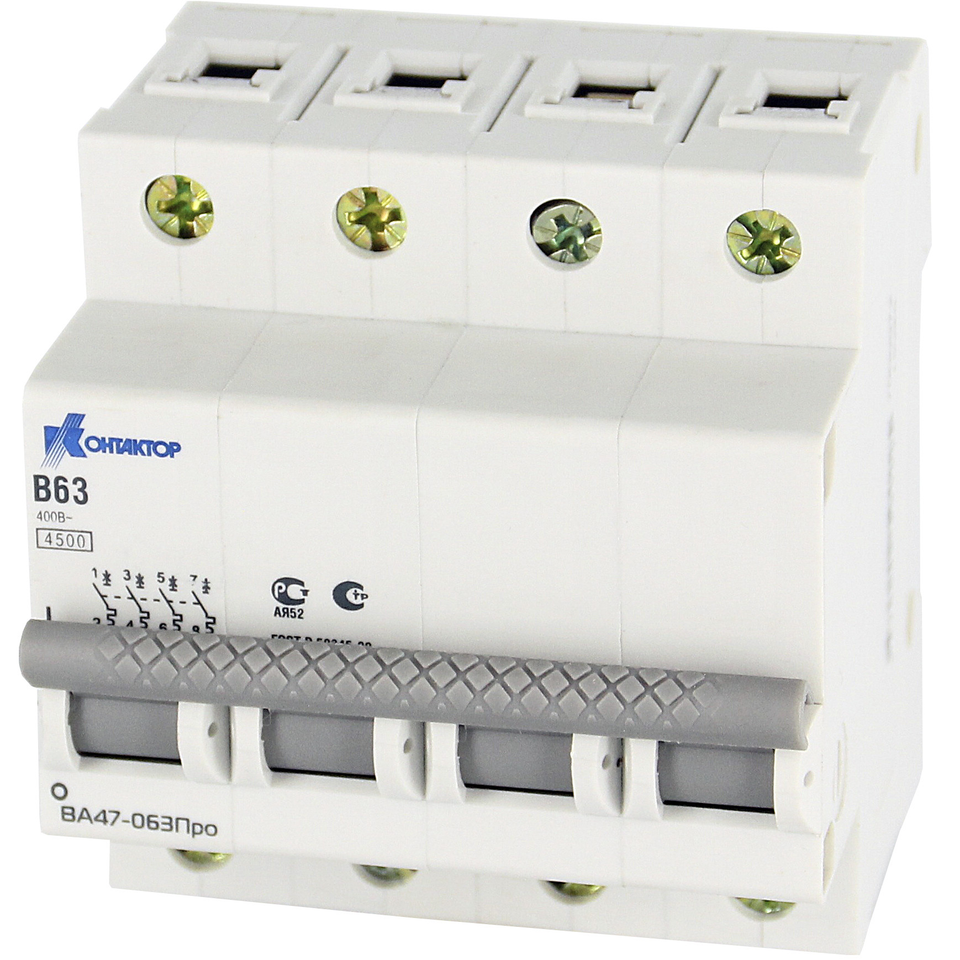 ВА Контактор (Legrand) ВА47-063Про, 4P, 63A, Icu-4,5kA, х-ка С