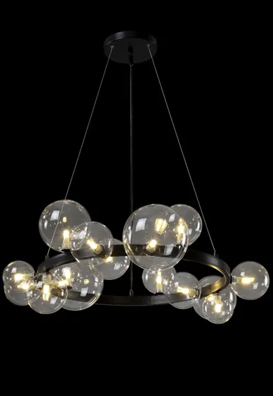 Подвесная люстра AGATA AGATA SP15 V2 BLACK/TRANSPARENTE Crystal Lux