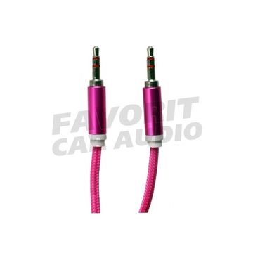 Кабель AUX, Jack 3,5mm(m) - Jack 3,5mm(m) FINITY, Sirius, 3.0м, круглый, ткань, в переплёте, цвет: розовый