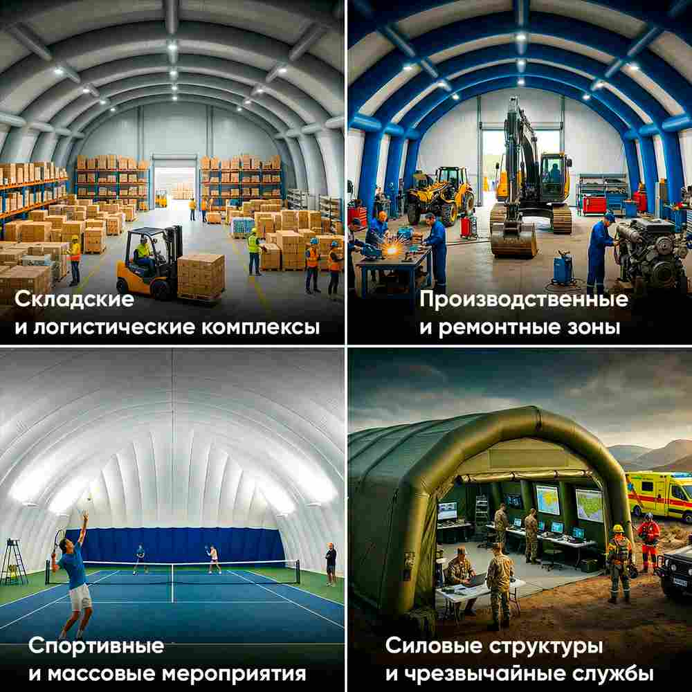 Надувной ангар Oxford 600, постоянная подкачка «Север Индастри», 16×14×7 м