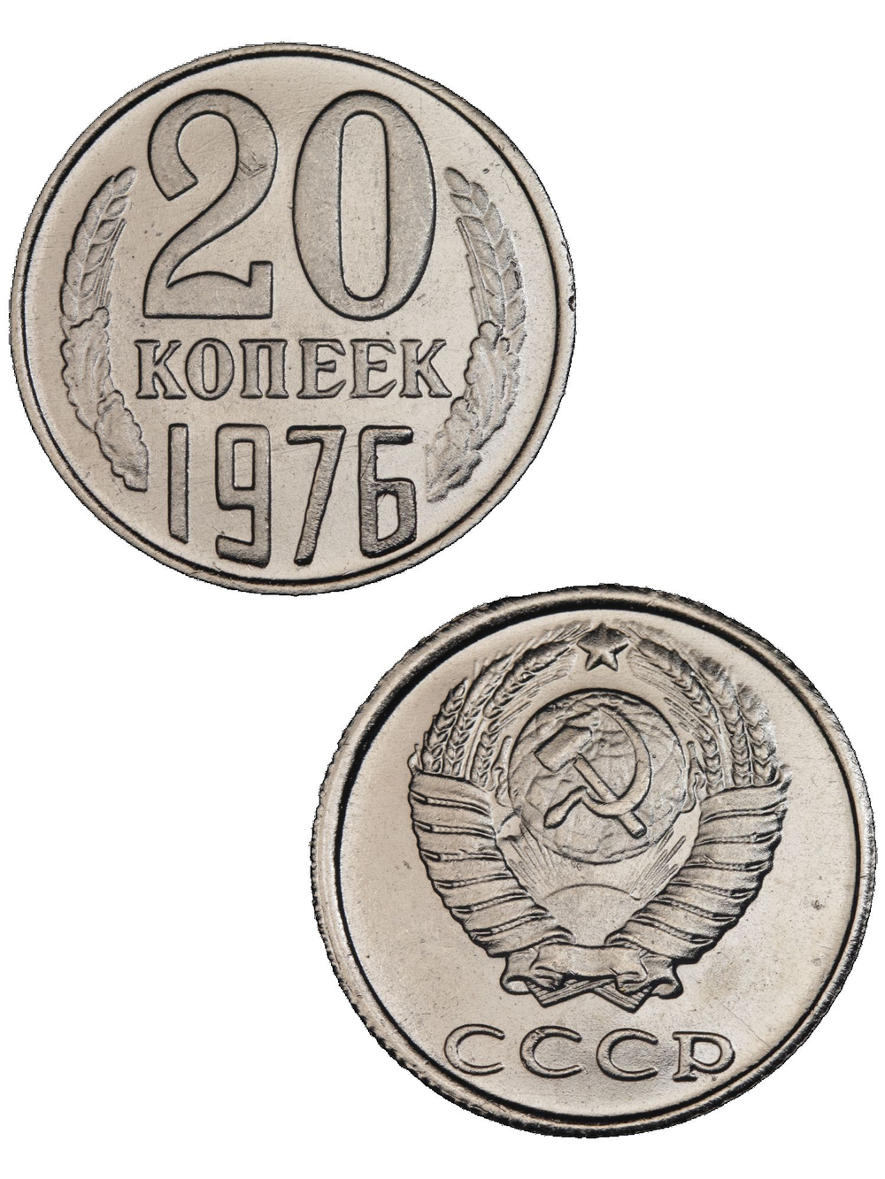 20 копеек 1976 года СССР. Советский Союз. Погодовка. Советы. Копия редкой монеты никель