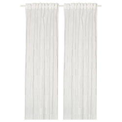 IKEA BERGNEJLIKA  (ИКЕА БЕРГНЕЙЛИКА)  -  Тюль, 1 пара - белая/на тесьме 145x250 см