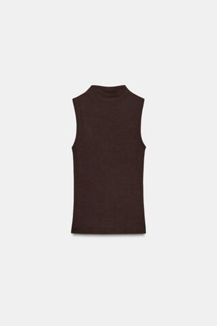 ZARA ТОП БЕЗ РУКАВОВ, КОРИЧНЕВЫЙ