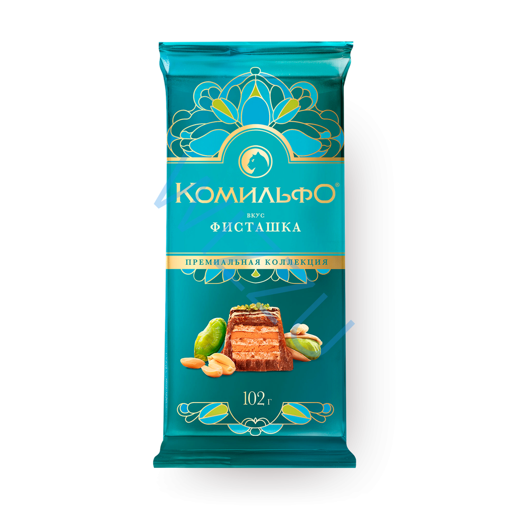 Конфеты Комильфо шоколадные с двухслойной начинкой со вкусом фисташки 116г