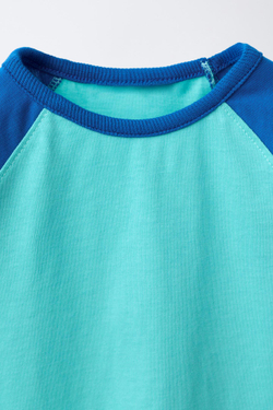 ZARA ОДНОТОННАЯ ФУТБОЛКА РЕГЛАН, СИНИЙ