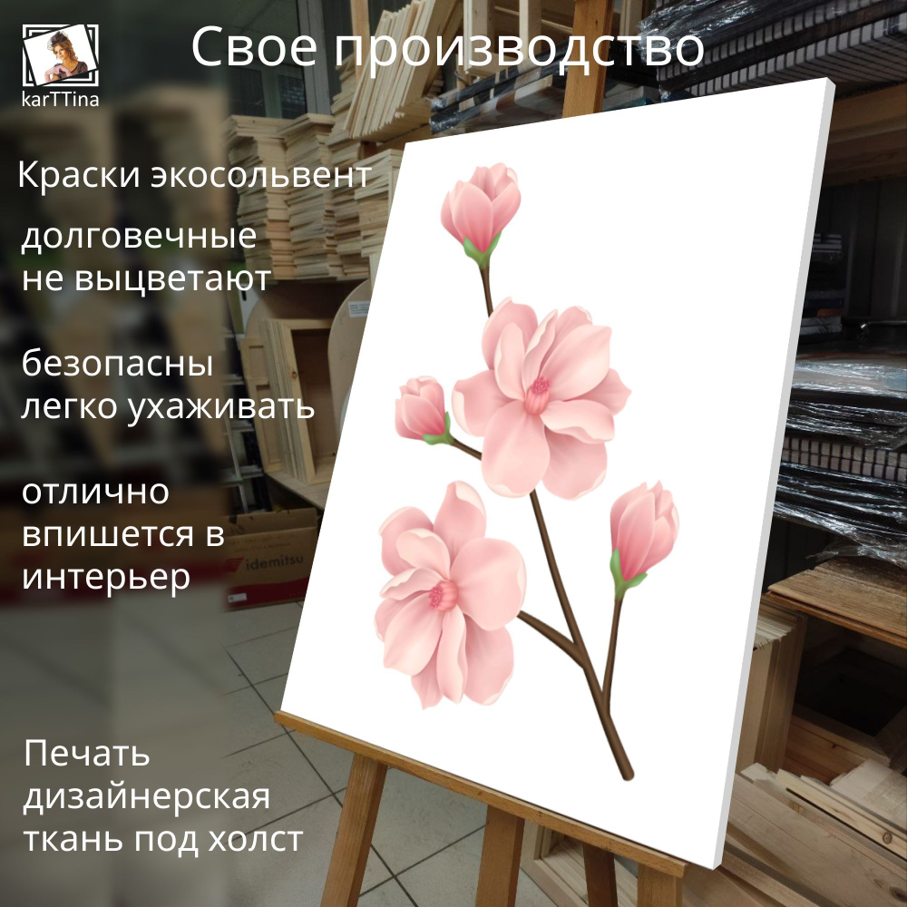 Картина на стену "Розовые хризантемы" 50х70см 1шт.