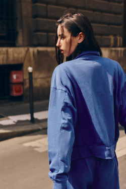 ZARA ХЛОПКОВАЯ КУРТКА НА МОЛНИИ, ЯРКО-СИНИЙ
