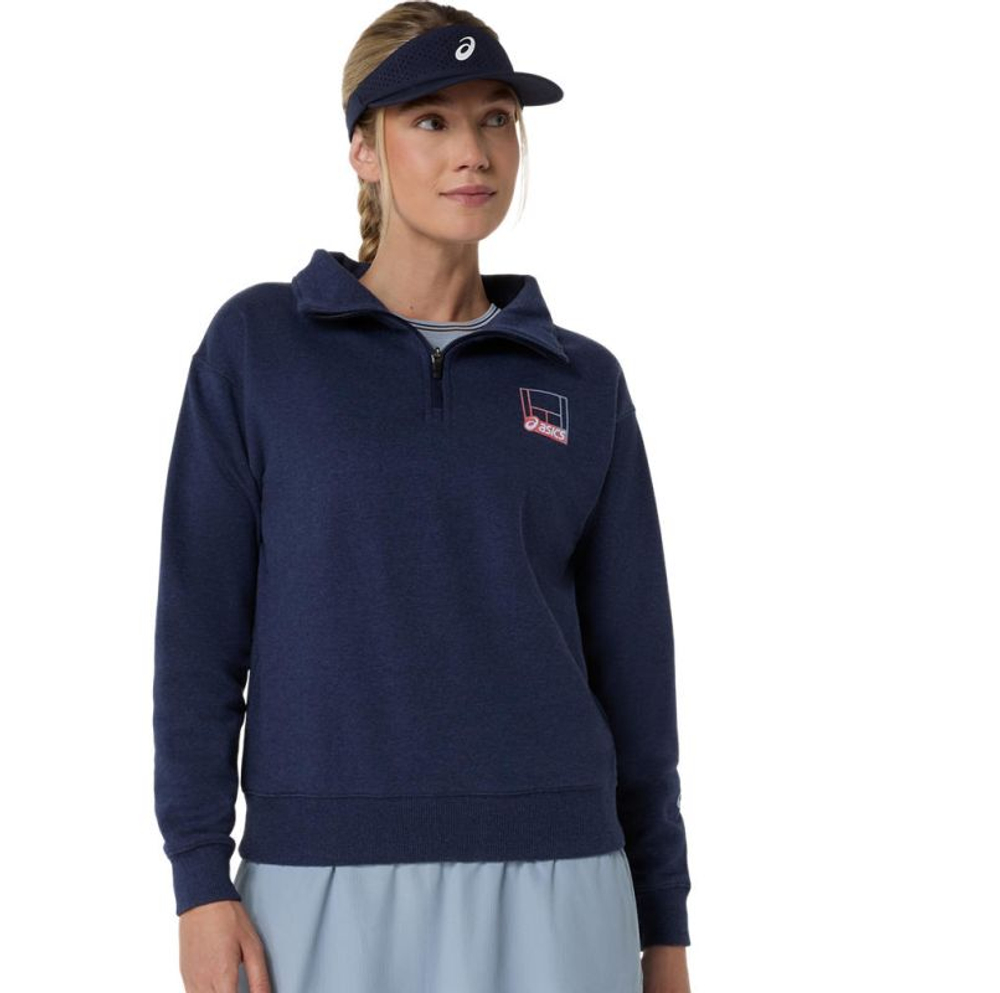 Женская Кофта теннисная Asics Court Core Graphic Half Zip - midnight
