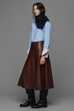 ZARA ЮБКА-НАКИДКА МИДИ ИЗ ИСКУССТВЕННОЙ КОЖИ, БУРГУНДИ