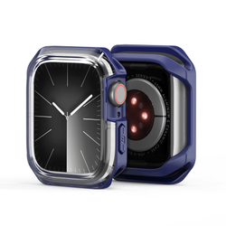 Чехол-бампер прозрачный с синими вставками от Dux Ducis для часов Apple Watch 46 мм на модели 10 серии, серия Tamo Series Case