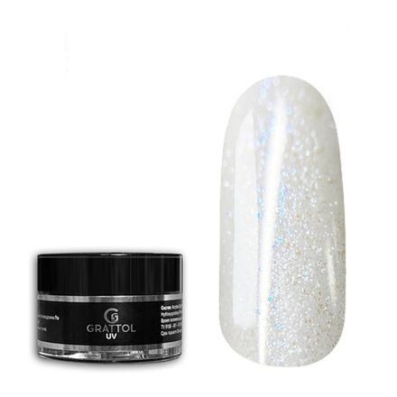 Grattol Camouflage Gel White Glow 04 - Гель моделирующий молочный с шиммером, 15 мл