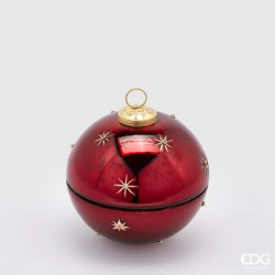 Candela Sfera Stella in Vetro Rosso D13 cm