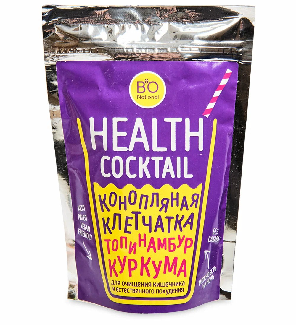 Клетчатка конопляная с топинамбуром и куркумой Bio National Health cocktail, 150 г