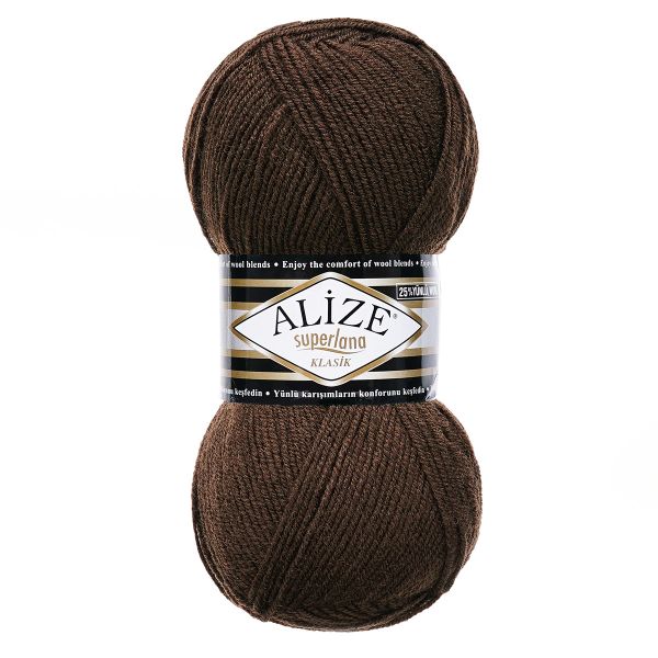 Пряжа Alize (Ализе) Superlana klasik / уп.5 мот. по 100 г, 280м, 026 коричневый A