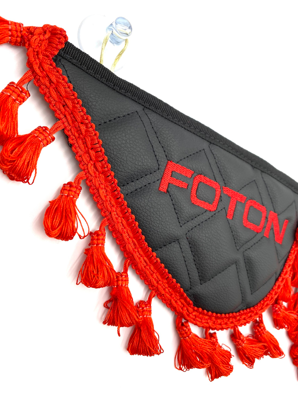 Вымпел тройной Foton (экокожа, черный с красной вышивкой)
