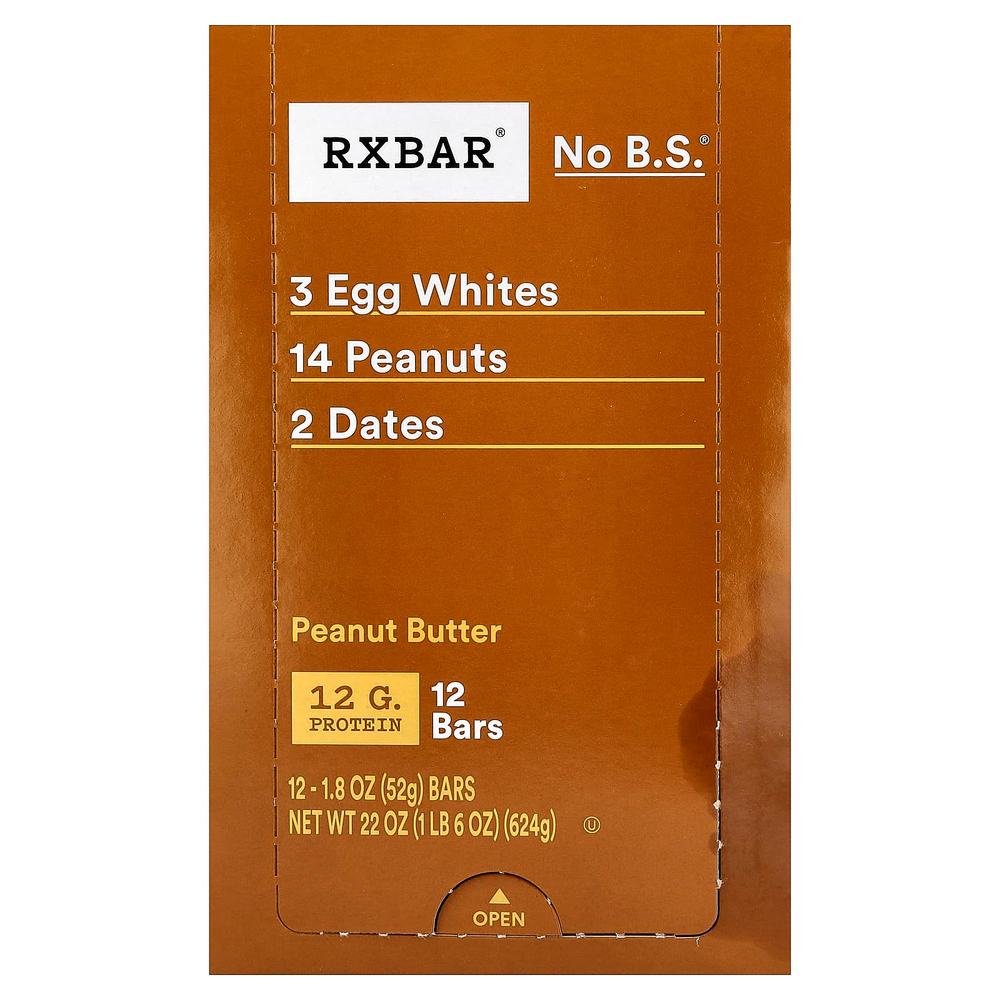 RXBAR, протеиновый батончик, арахисовая паста, 12 батончиков по 52 г (1,83 унции)
