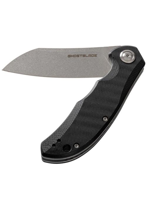 Нож складной GhostBlade Banshee, сталь D2, 58-62 HRC, Sheepfoot, рукоять G10 чёрная, замок Liner lock, флиппер, 128 г
