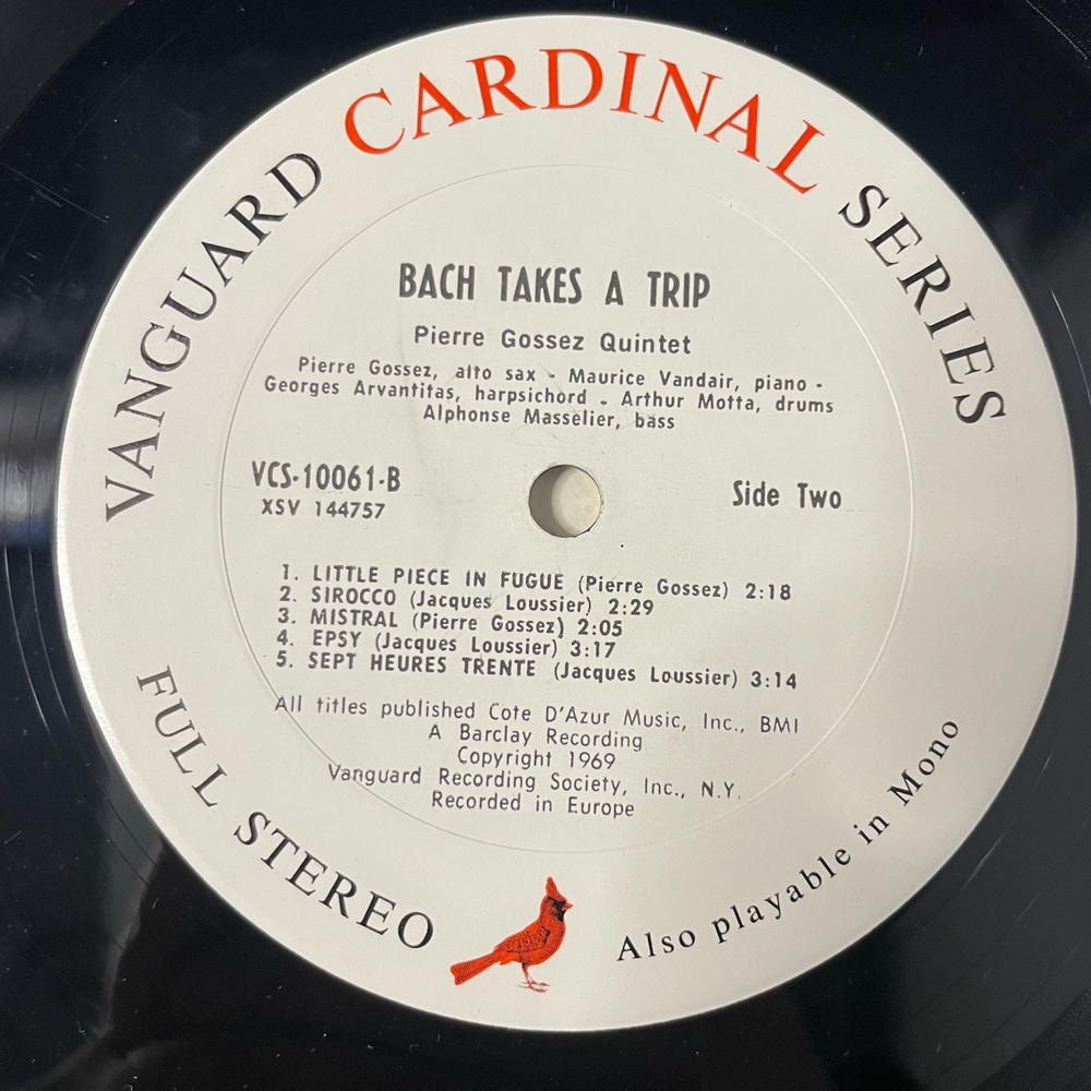 Винтажная виниловая пластинка LP Pierre Gossez Jazz Quintet, Bach Takes A Trip, Бах В Джазовой Обработке (США 1969)