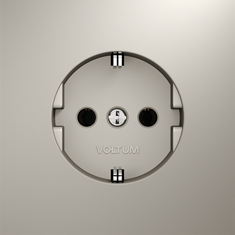 Розетка встраиваемая с заземлением 16А, (кашемир) Voltum S70 VLS040103