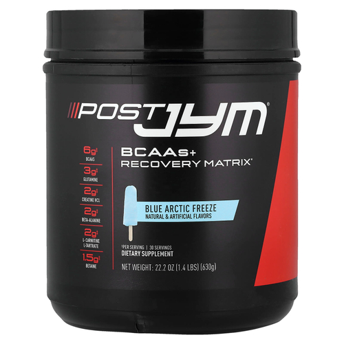 JYM Supplement Science, Post JYM®, аминокислоты с разветвленной цепью и матрица для восстановления, со вкусом голубого арктического холода, 630 г (1,4 фунта)
