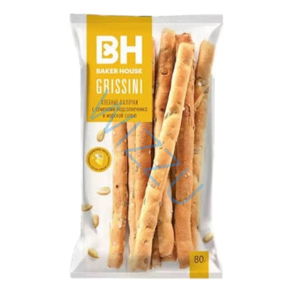 Хлебные палочки GRISSINI с сем подслон и мор солью Baker House 80гр
