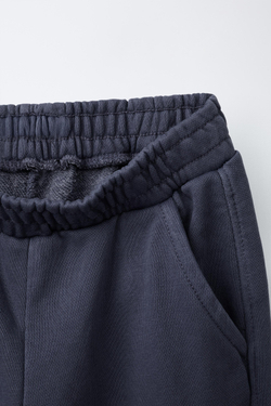 ZARA БРЮКИ КАРГО ИЗ МЯГКОЙ ТКАНИ С НАШИВКОЙ, СЕРО-СИНИЙ