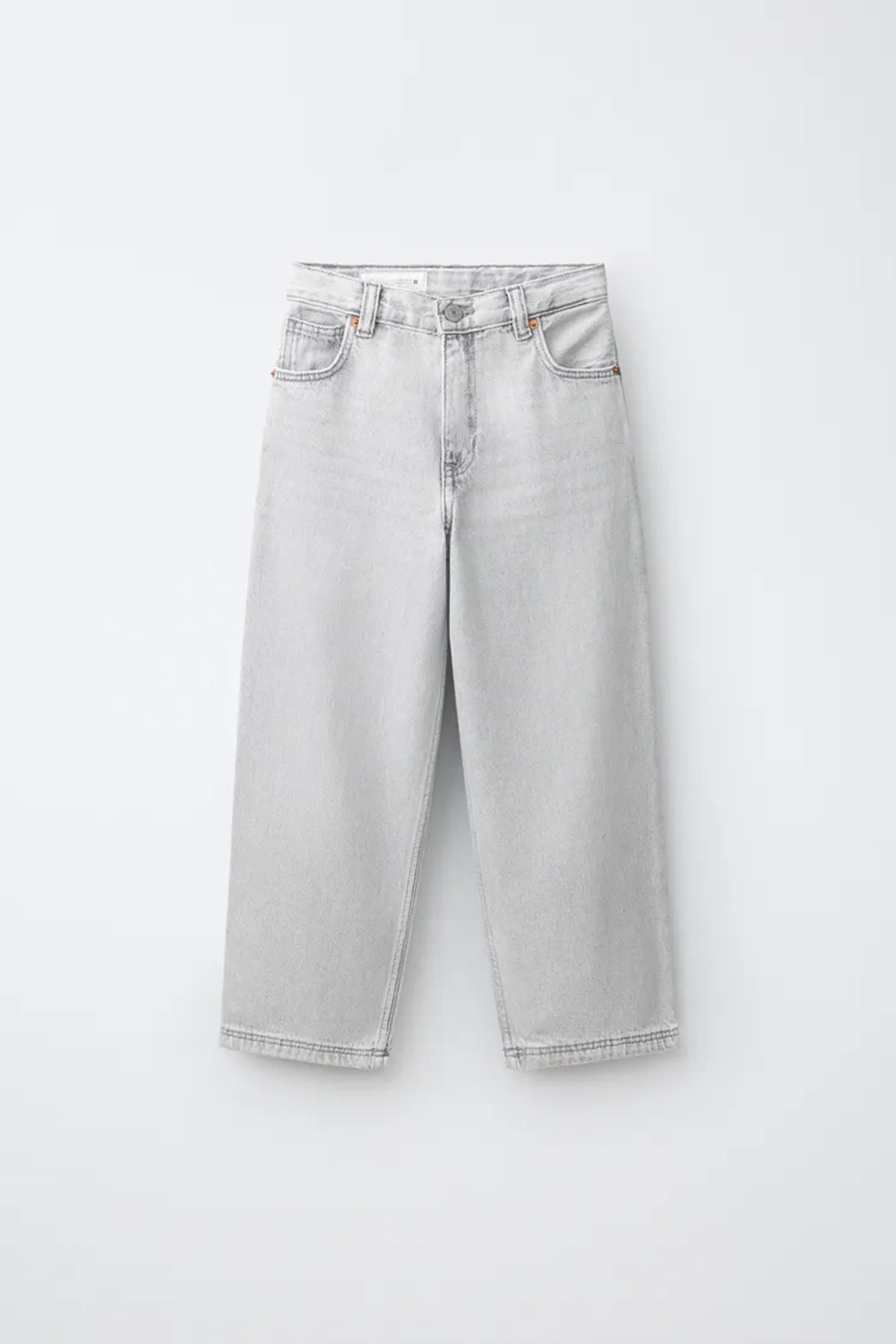 ZARA ДЖИНСЫ BAGGY RELAXED, СВЕТЛО-СЕРЫЙ