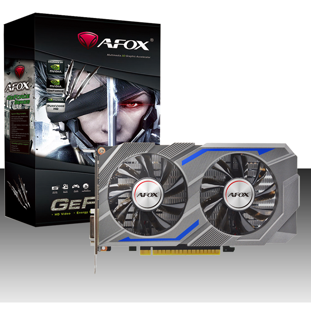 Видеокарта AFOX NVIDIA GeForce GTX1650, 4Гб GDDR6, 128 бит, Retail, PCIe3.0, 2xFAN, 2-SLOT, 75Вт, HDMI, DVI, DP (AF1650-4096D6H1-V4)