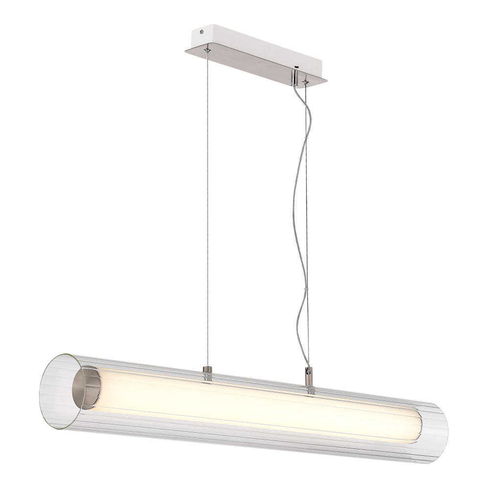 Светильник подвесной, Никель/Белый-прозрачный, ENFYS, LED 33W, 3000K/4000K/6000K