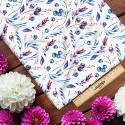 Ткань ниагара листья с голубикой