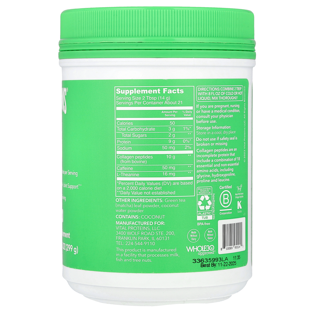 Vital Proteins, Коллаген матча, оригинальный чай матча, 299 г (10,5 унции)