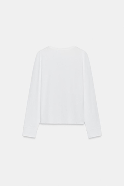 ZARA ФУТБОЛКА ИЗ РУСТИКАЛЬНОГО ХЛОПКА, БЕЛЫЙ