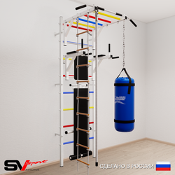 Шведская стенка Sv Sport усиленная 6553 (Турник рукоход/Брусья/Скамья/Канат/Лестница/Цепь/Мешок 30кг)