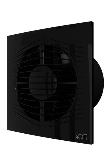 Вентилятор накладной SLIM D125 обр.клапан черный глянцевый DICITI
