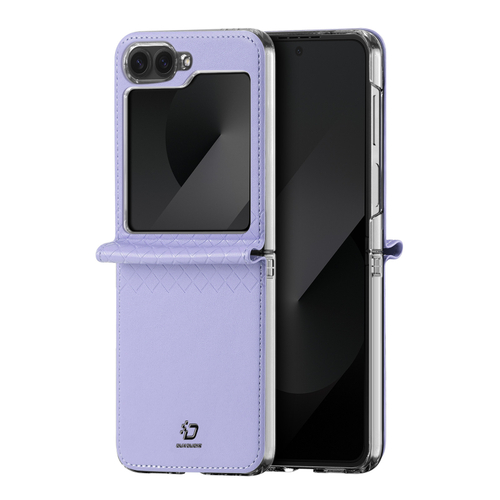 Чехол из кожи фиолетового цвета от Dux Ducis для Samsung Flip6 и Flip7 FE (W25), серия Bril Series Case