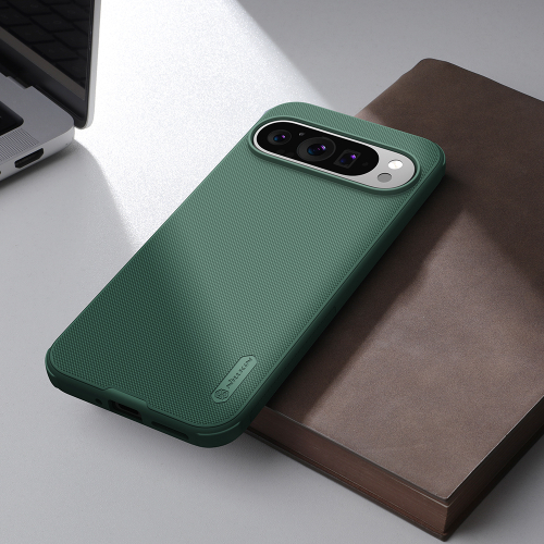 Усиленный чехол зеленого цвета (Dark Green) от Nillkin для Google Pixel 9 Pro XL, серия Super Frosted Shield Pro