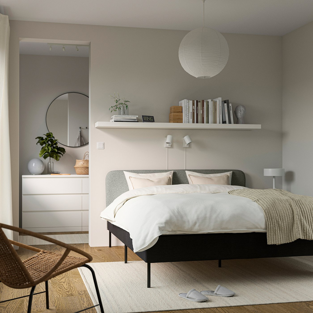 IKEA SLATTUM  (ИКЕА СЛАТТУМ)  -  Чехол на изголовье - Эреруд серый/бежевый 140 см