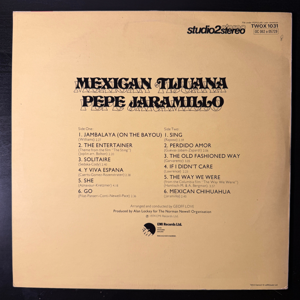 Pepe Jaramillo ‎– Mexican Tijuana (Англия 1974г.) Promo