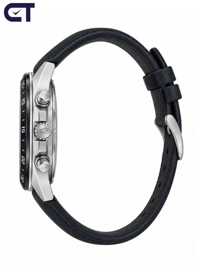 CASIO EFV-620L-1AVUDF EDIFICE мужские наручные часы — хронограф на кожаном ремешке с черным циферблатом