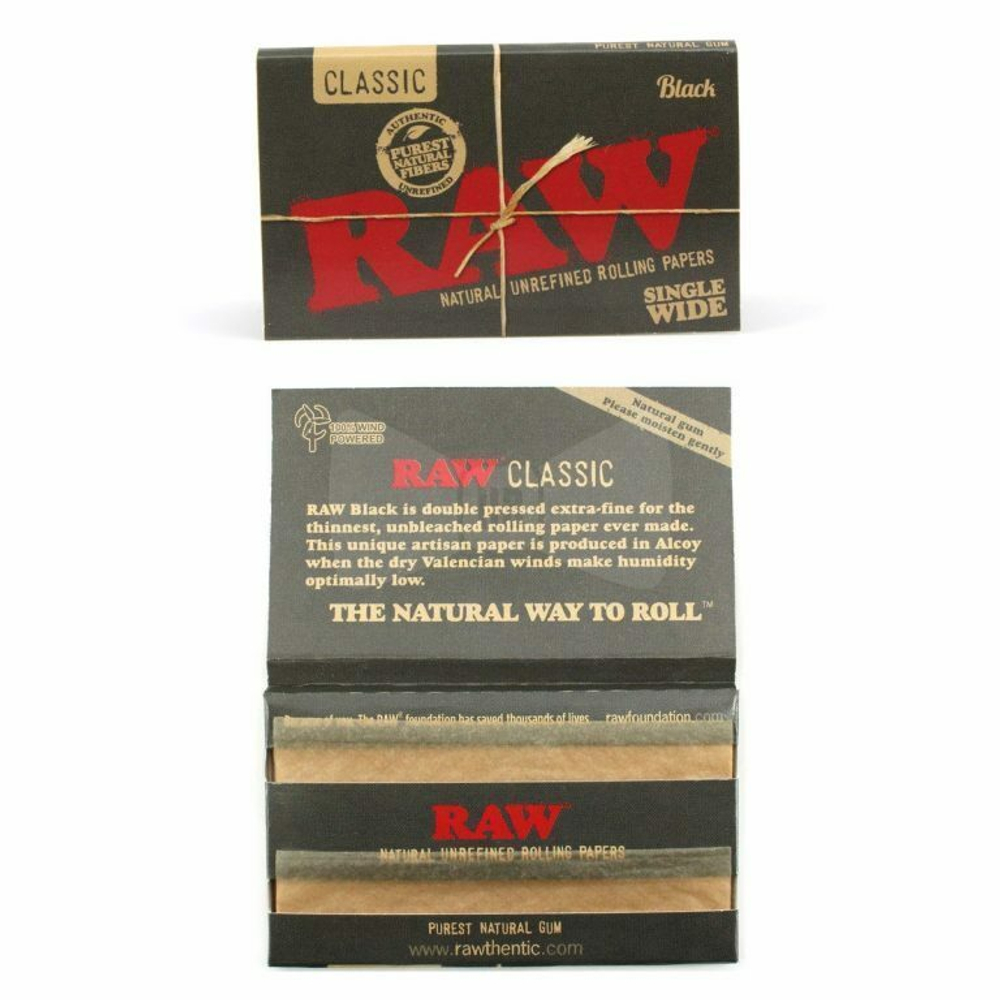 Бумага для сигарет блок "RAW" Double Single WIde Black 100л*25шт