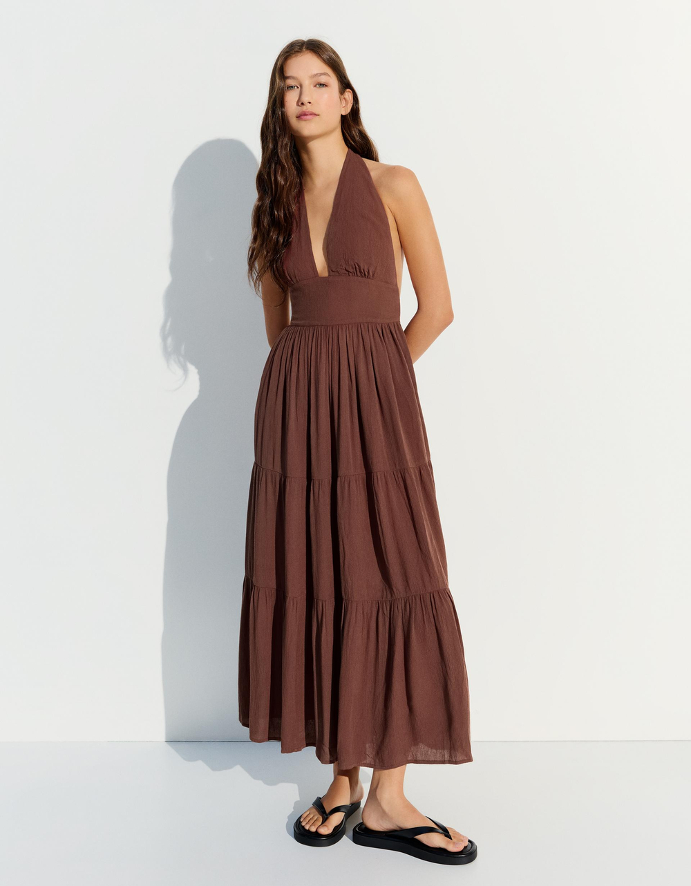 Длинное платье в стиле «рустик» - BERSHKA