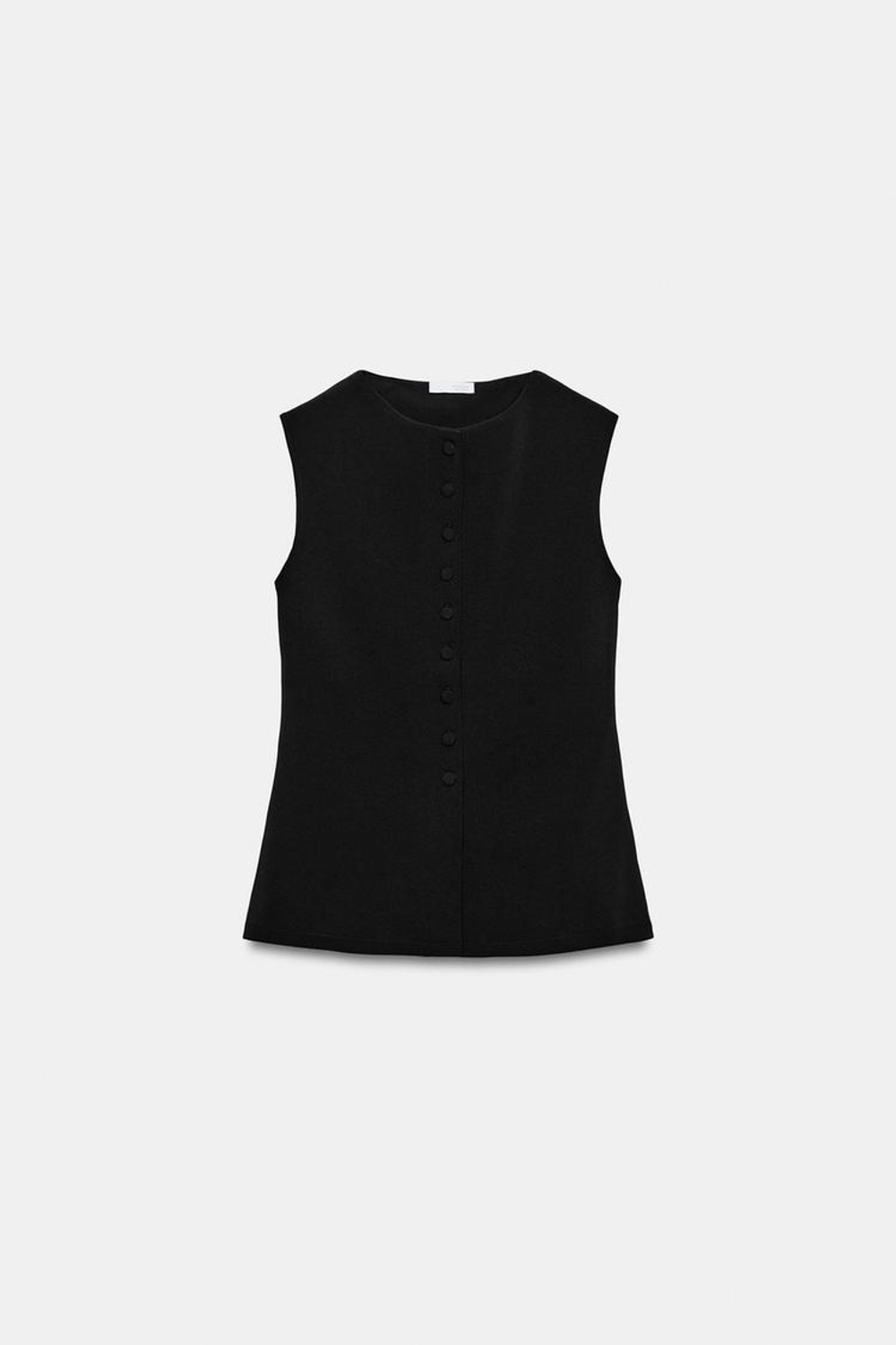 ZARA ЖИЛЕТ С ОБТЯЖНЫМИ ПУГОВИЦАМИ, ЧЕРНЫЙ