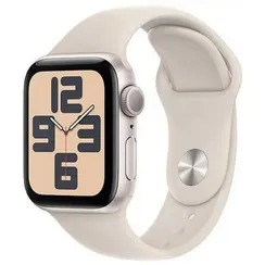 Часы Apple Watch SE, 2024, 44 мм, алюминий цвета «сияющая звезда», ремешок Sport Band цвета «сияющая звезда»