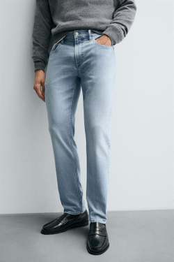 ZARA ДЖИНСЫ SLIM FIT БАЗОВЫЕ, ГОЛУБОЙ